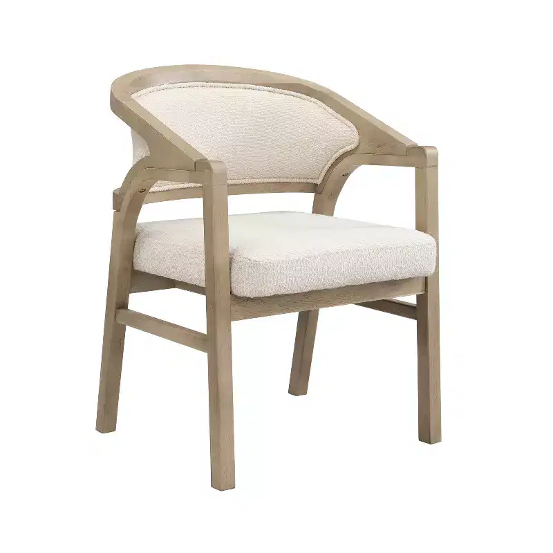 Christopher Knight Home Appleby Rubberwood Upholstered Dining Arm Chair with Curved Design (Set of 2)