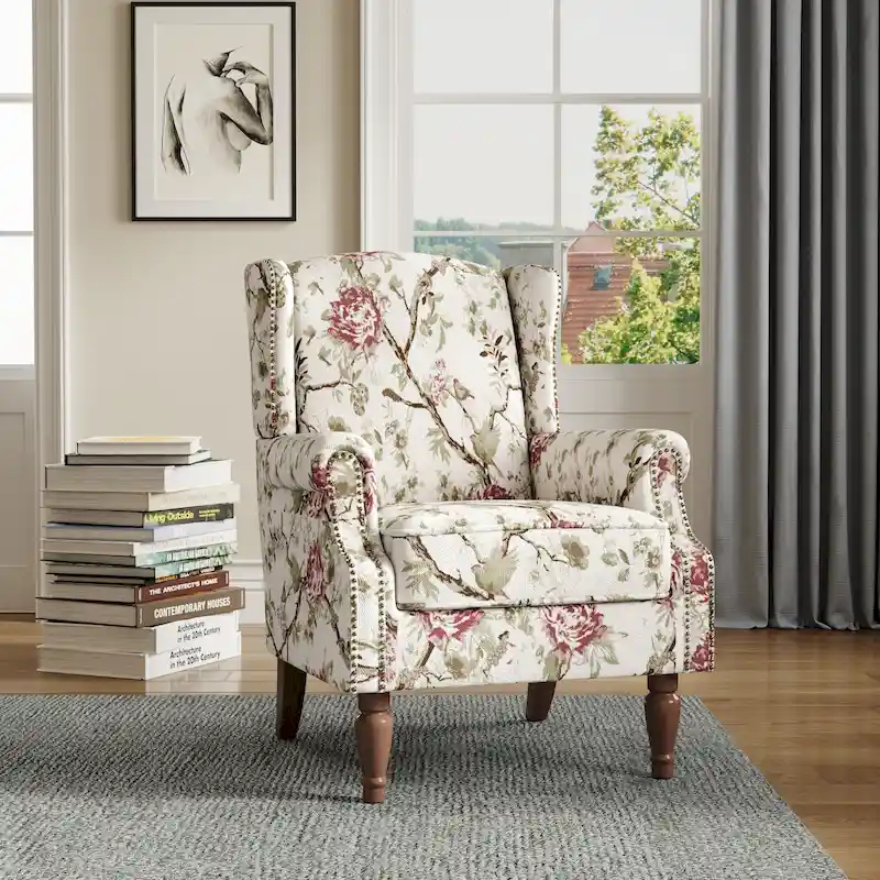 Upholstered Accent Chair Nailhead Trim Arm Chair