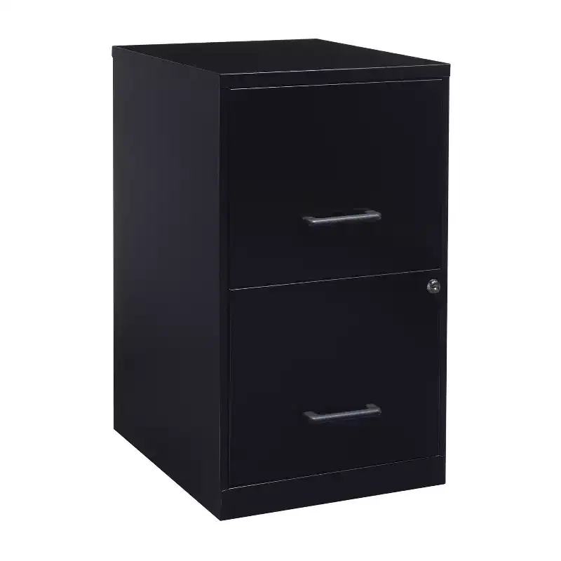 Space Solutions 18" Deep 2 Drawer Letter Width Vertical File Cabinet Black: Steel Office Filing, No Assembly Required