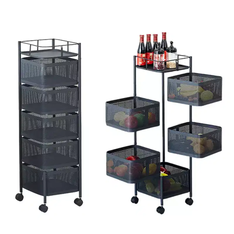 GustoWave 5 Tier Rotating Kitchen Storage Rack Cart
