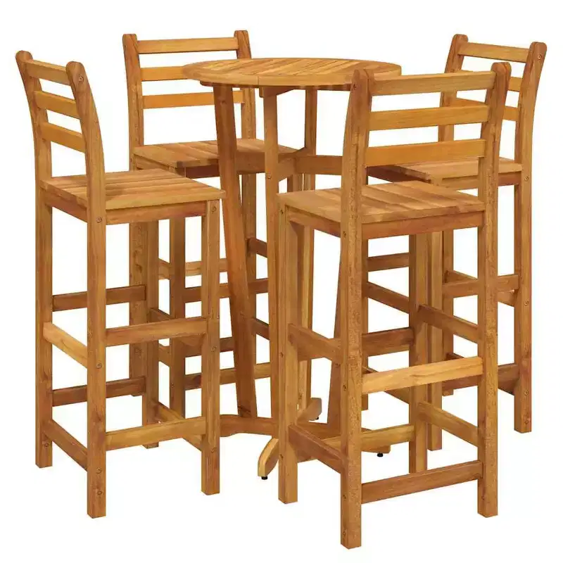 vidaXL Garden Bar Set Natural wood Solid Acacia wood Compact Footrest