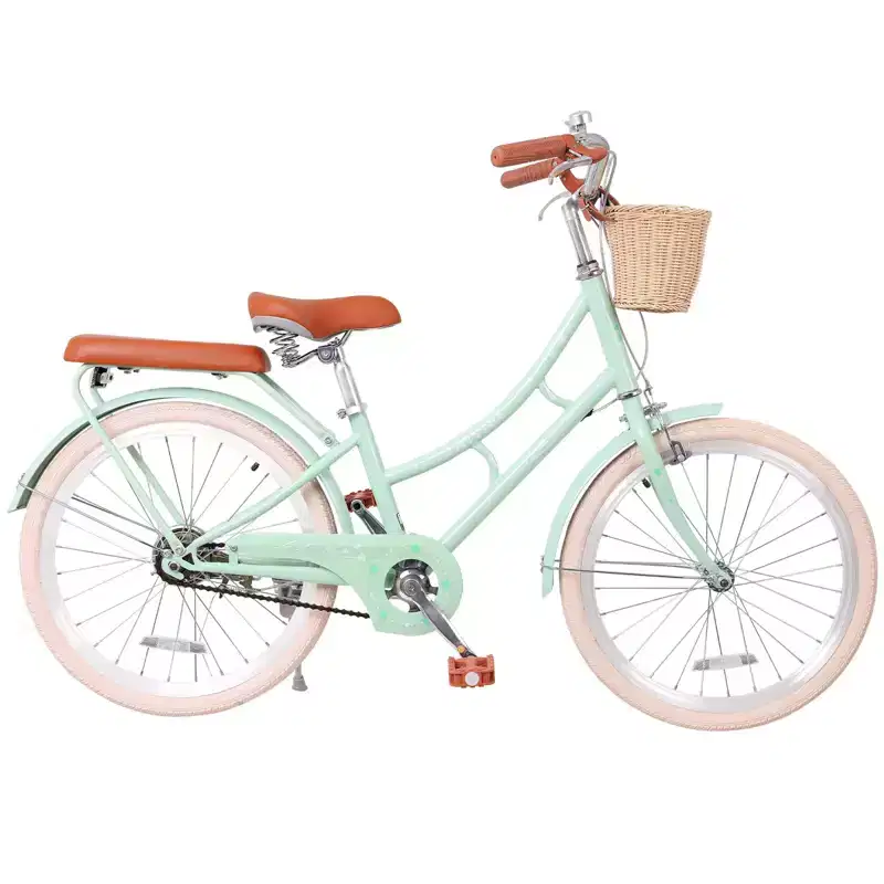 NAYSAYE Girls Beach Cruiser Bike with Front Basket & Sturdy Steel Frame for Comfortable Outdoor City Commute, Green, 58.39*24.53*36.93