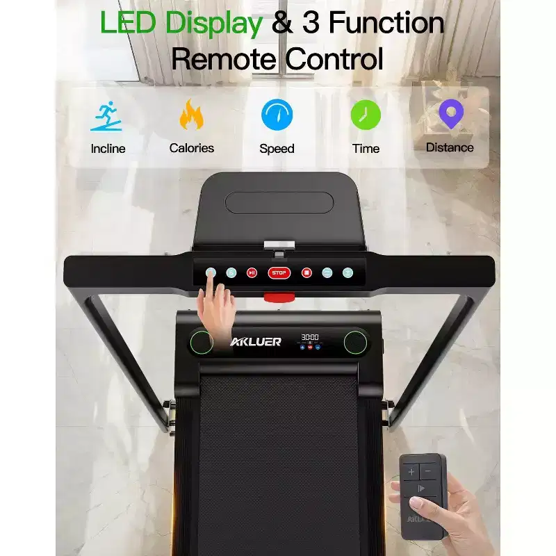Akluer 2-in-1 Walking Pad Treadmill with Incline, 2.5 HP Under Desk Treadmill with Remote, Folding Compact Treadmill for Home Office with LED Display