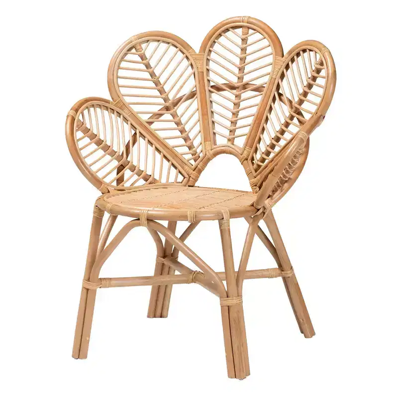 Eliava Natural Rattan Flower Accent Chair Natural Brown: Indoor Wicker, No Assembly Required