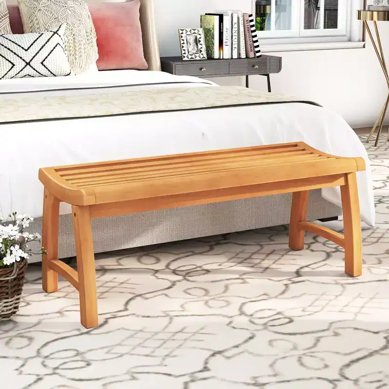 Costway 2PCS 2-Person Patio Garden Dining Bench w/Contoured Slatted Seat 800 lbs Capacity