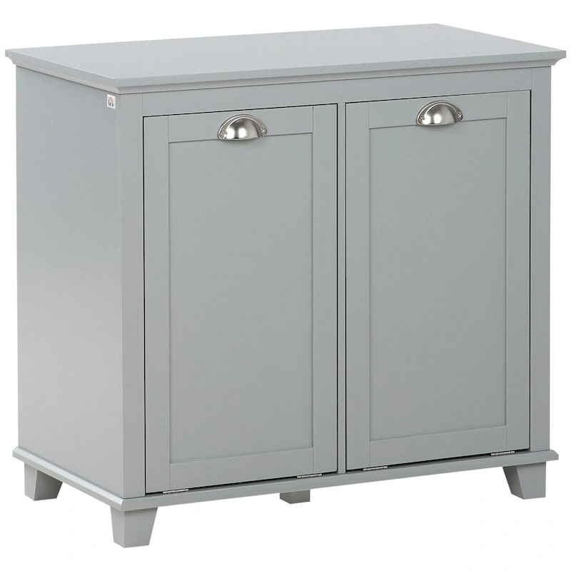 Tilt-Out Laundry Sorter Cabinet,Bathroom Storage Organizer with Two-Compartment Tilt-Out Hamper
