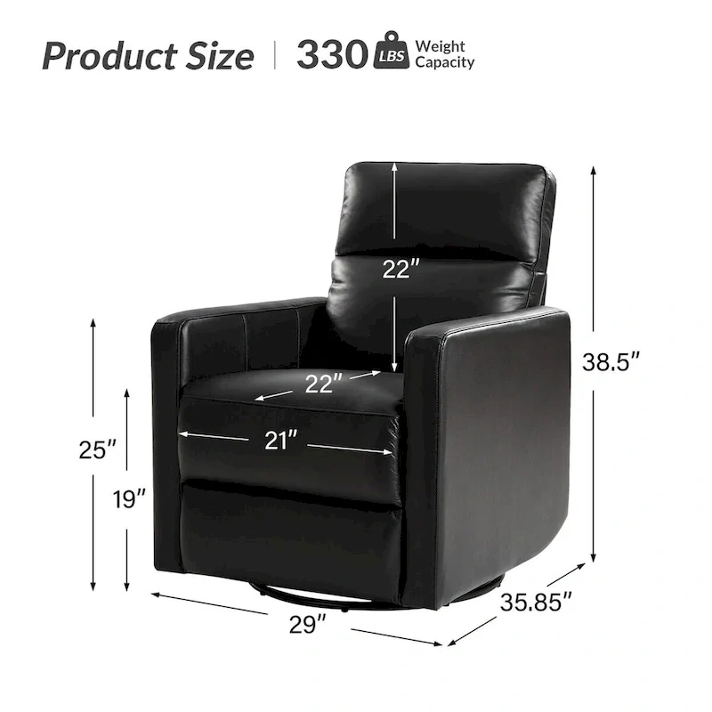 Josefa Modern Genuine Leather Swivel Rocker Recliner Set of 2 by Hulala Home