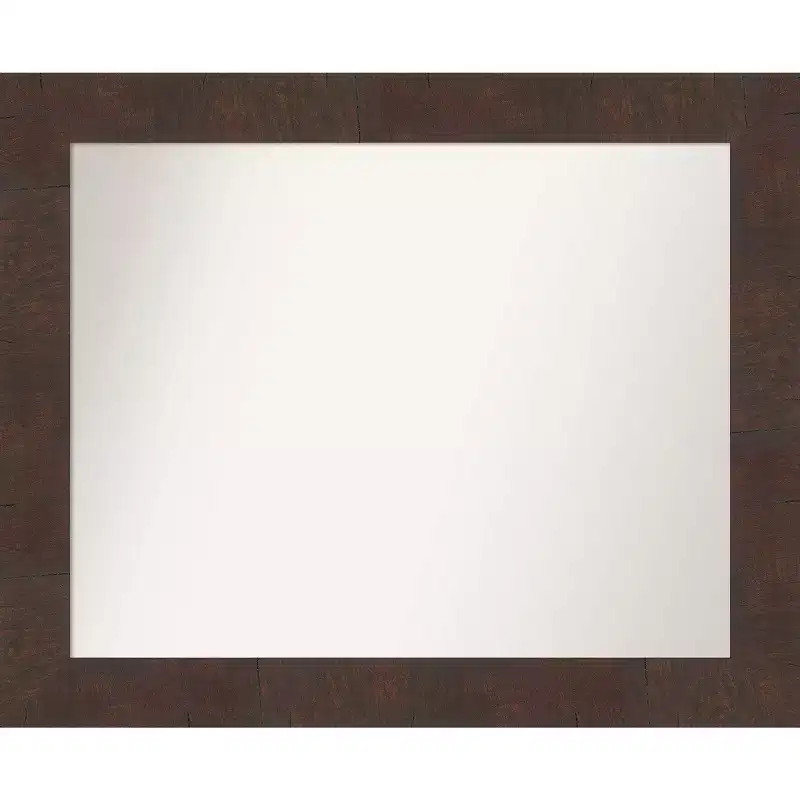 33" x 27" Non-Beveled Wildwood Brown Bathroom Wall Mirror - : Rectangle, Polystyrene Frame, Wall Mounted