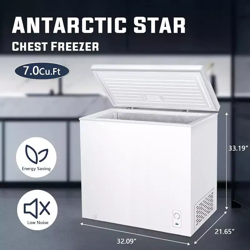 ZAFRO 7.0 Cu. ft Chest Freezer 6.8to -4 Free Standing Top open Door Compact Freezer with Adjustable Temperature Defrost Water Drain/Power Saving