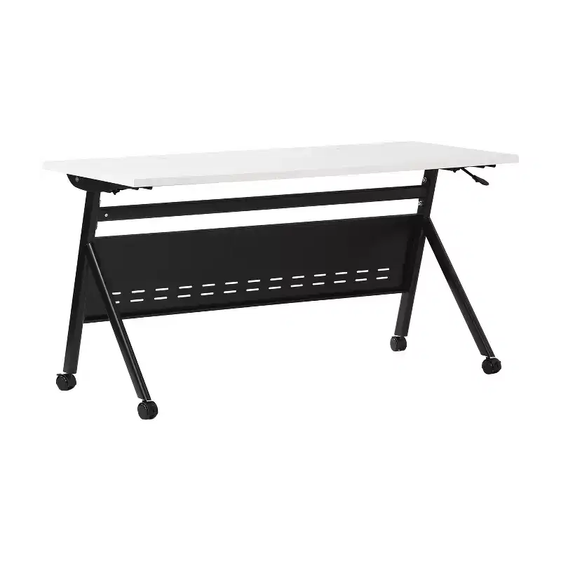 Flash Furniture Davis Commercial Grade Heavy-Duty Nesting Flip Training Table with Y-Legs, Modesty Panel, Tabletop, and Frame