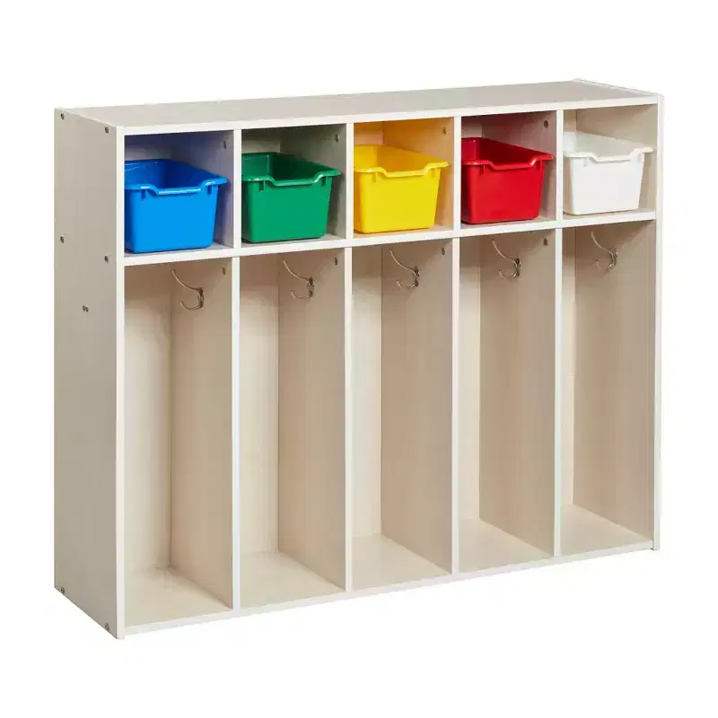 ECR4Kids Streamline 5-Section Toddler Coat Locker and 5 Scoop Front Bins, Cubby Storage