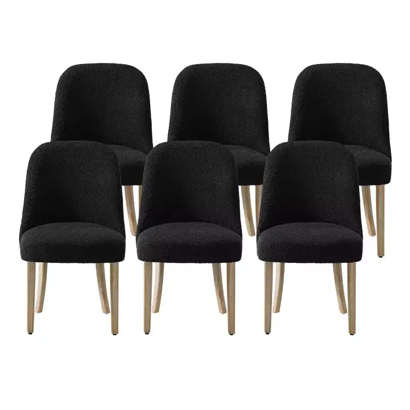 WestinTrends Genevieve Mid-Century Modern Upholstered Boucle Dining Chair (Set of 6)