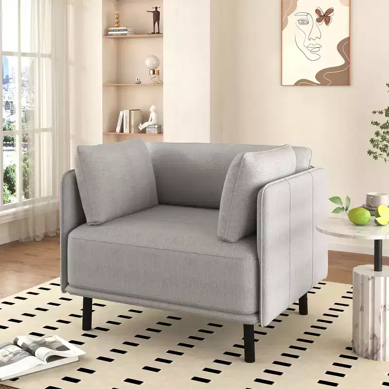 Polyester & Solid Wood Lounge Chair 31.1''H x 32.28''W x 39.17''D
