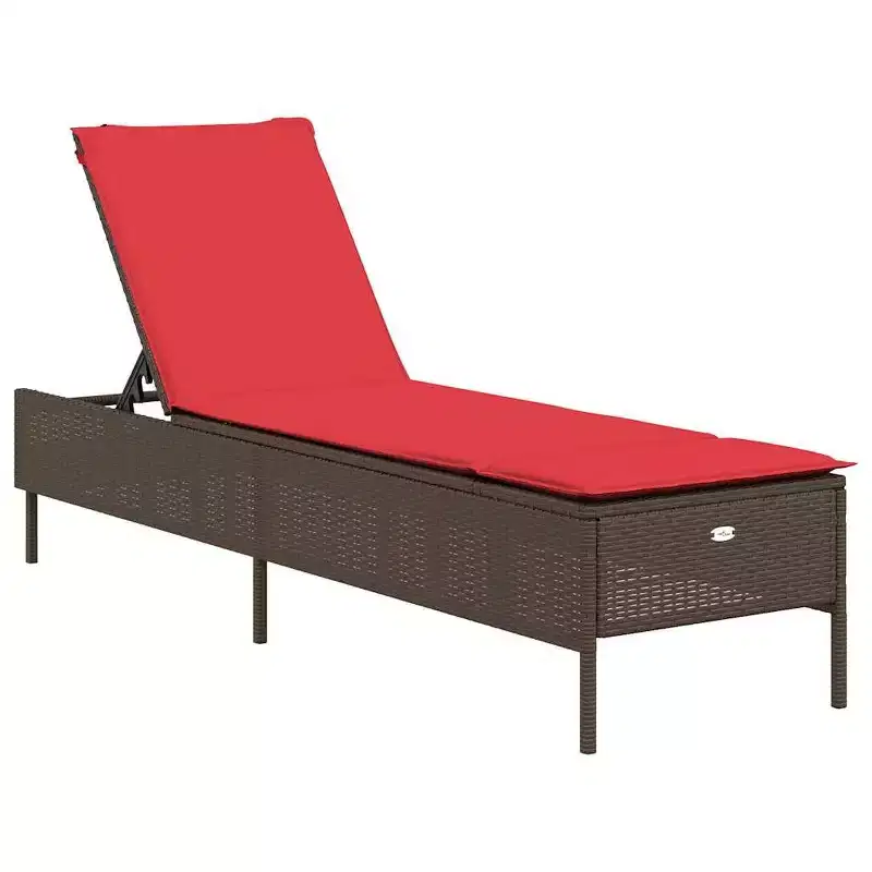 vidaXL Patio Sun Lounger PE rattan Standard Height-Adjustable
