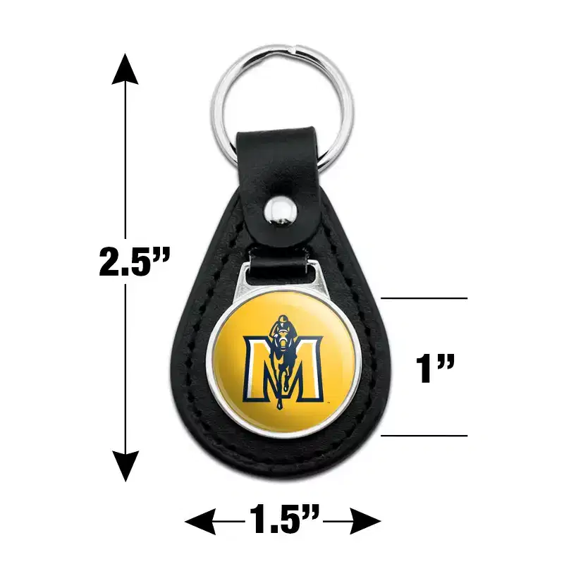 Murray State University Secondary Logo Black Leather Keychain