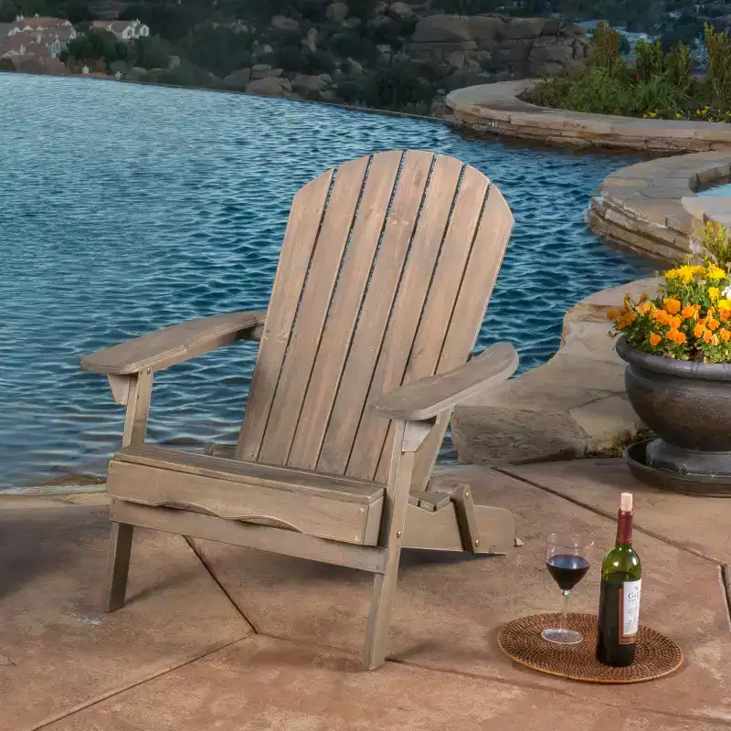 Christopher Knight Home Outdoor Acacia Wood Reclining Adirondack Chair with Expandable Footrest