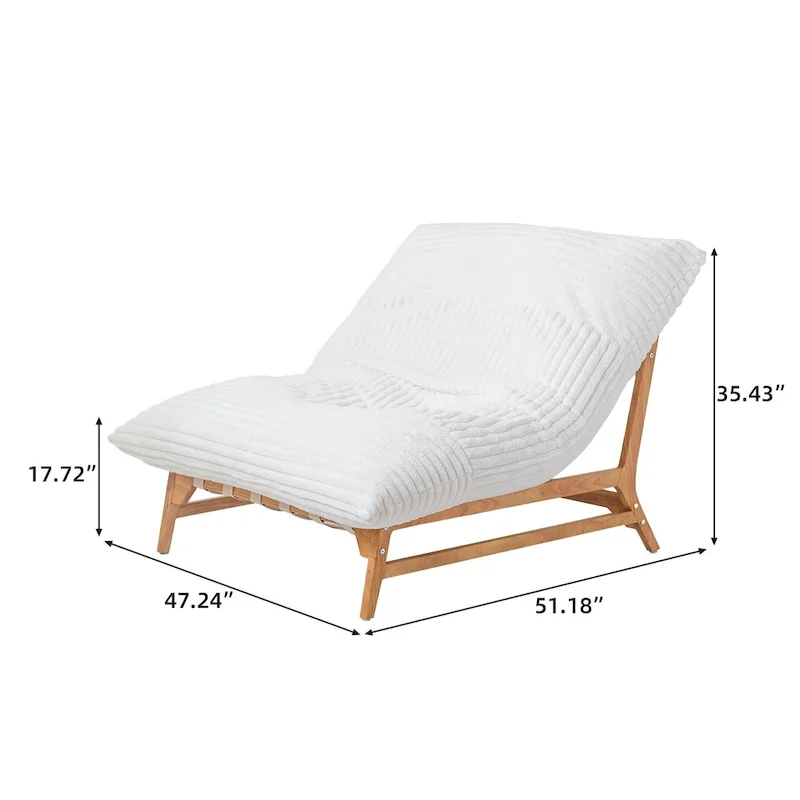 Bean Bag Accent Chair Large Plush Bean Bag Lounger with Solid Wood Frame Comfy Lounge Chair with Down Filling