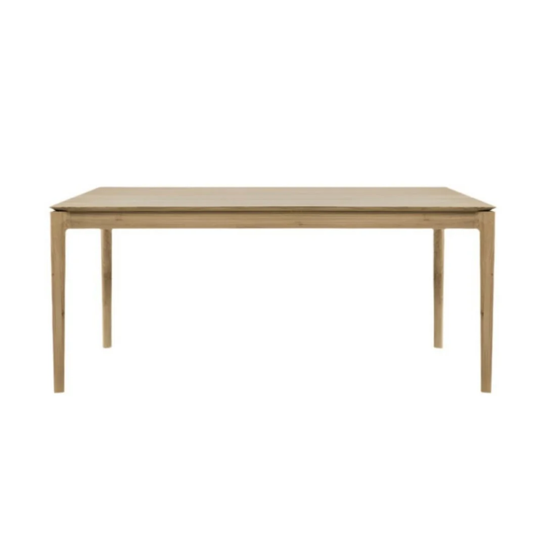 Airy Solid Oak Wood Dining Table with Rectangular Top & Lightweight Open Frame for Dining Room