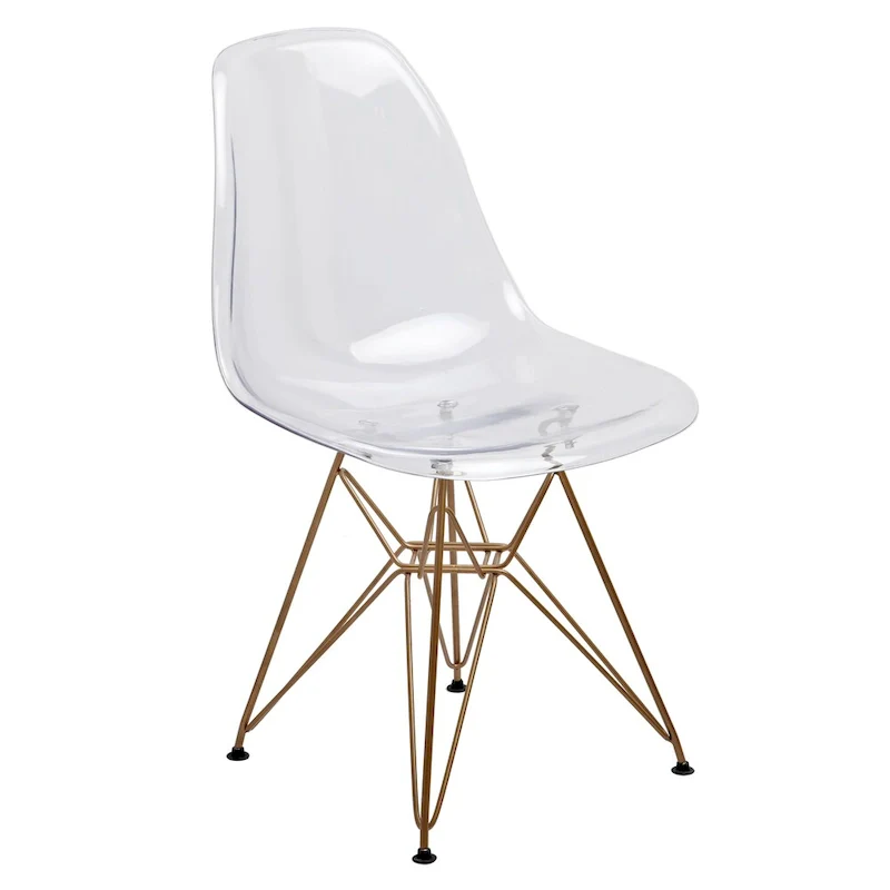 Clear Acrylic Seat with Gold Legs Accent Chair | Glam Modern Living Room Chair