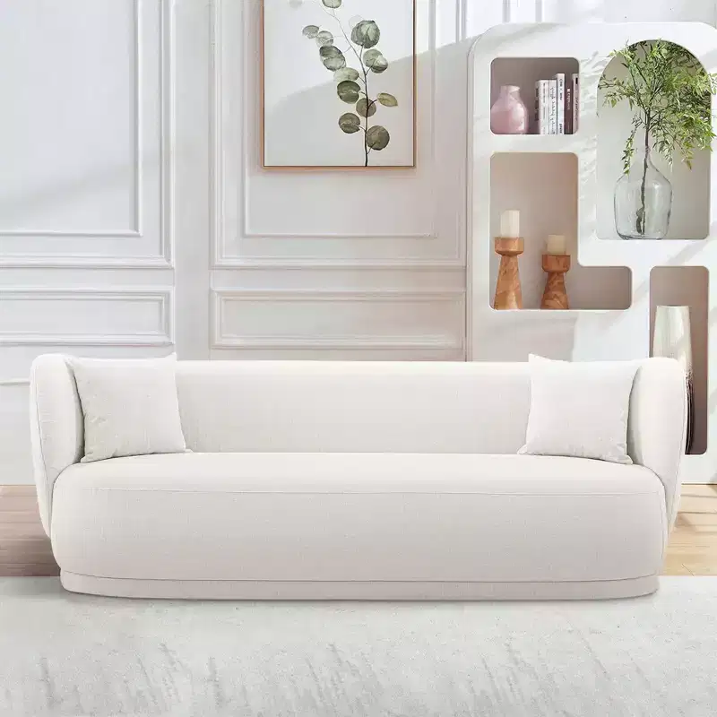 Siri Contemporary Linen Upholstered Sofa with Pillows - Manhattan Comfort
