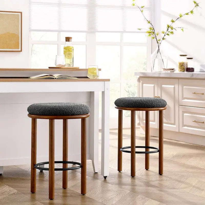 Boucle Fabric Counter Stools - Set of 2