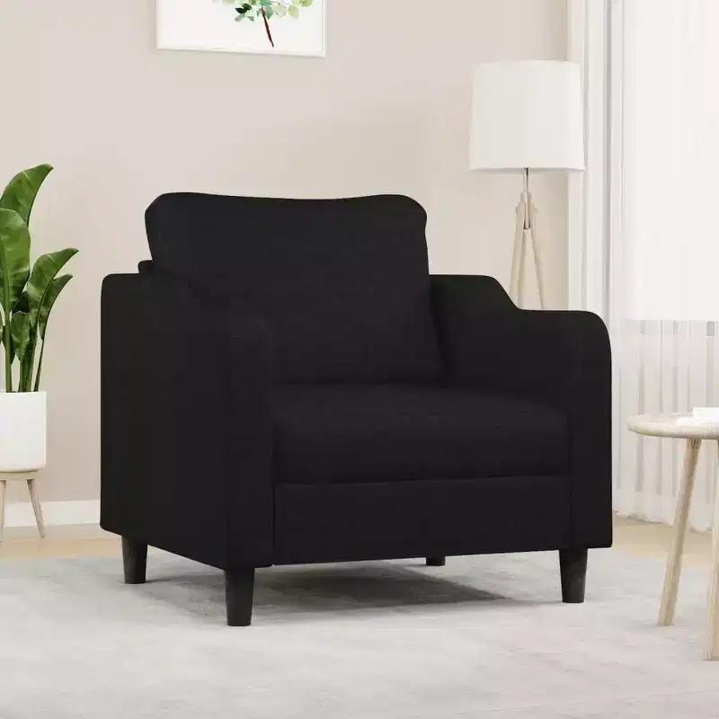 vidaXL Modern Living Room Fabric Sofa Chair - Comfortable Padding with Durable Fabric and Sturdy Metal Frame in Black
