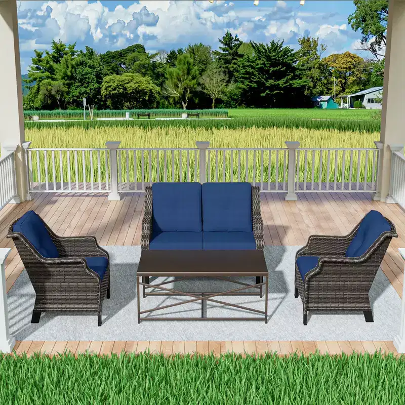 UPTIOT 4-Pieces Wicker Outdoor Patio Furniture Sets