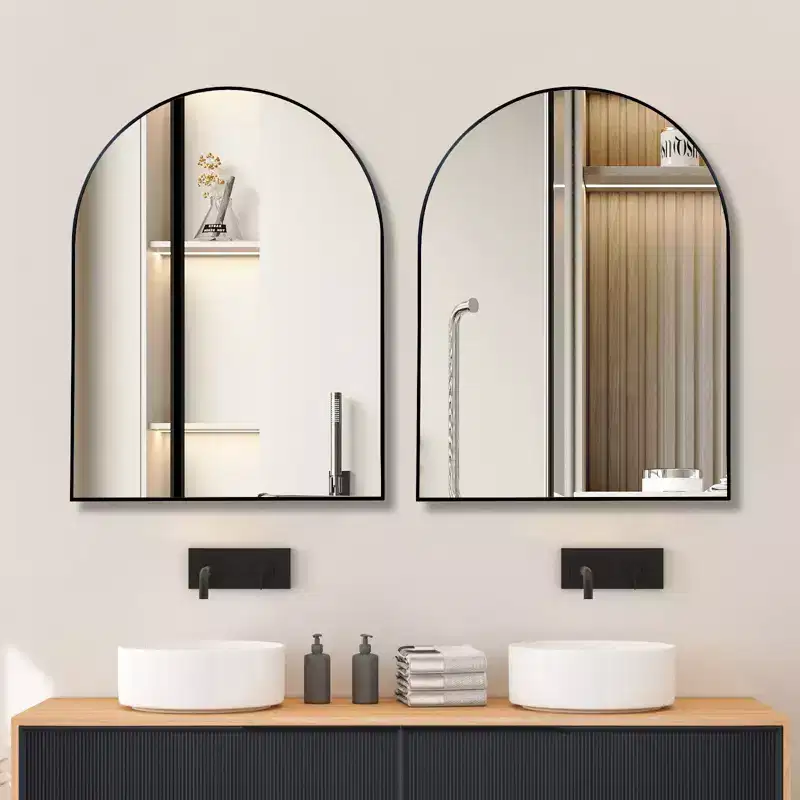 Okak 30X40IN Arched Bathroom Mirror with Aluminum Frame, Wall Mirror with High Reflection, Arched Mirror for Bathroom, Dress Room