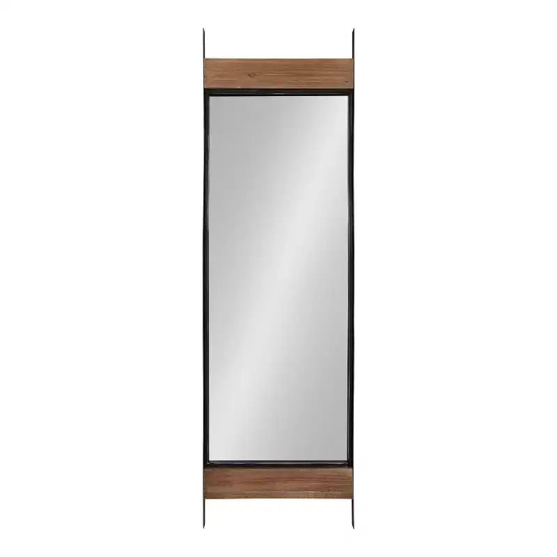 19.2" x 63" Kincaid Full Length Wall Mirror Rustic Brown - Kate & Laurel All Things Decor: Metal Frame, Freestanding Espejo