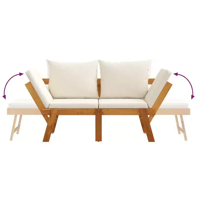 vidaXL Garden Bench Cream white Solid Acacia wood 2-in-1 adjustable