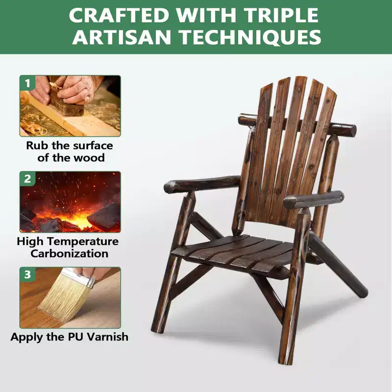 Karl Home | Rustic Solid Wood Patio Dining Chair