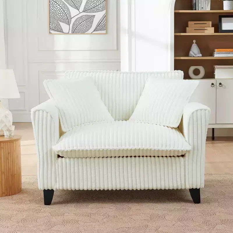 Plush Single-Seater Armchair with Soft Cushion, Backrest & Armrests, for Living Room & Bedroom