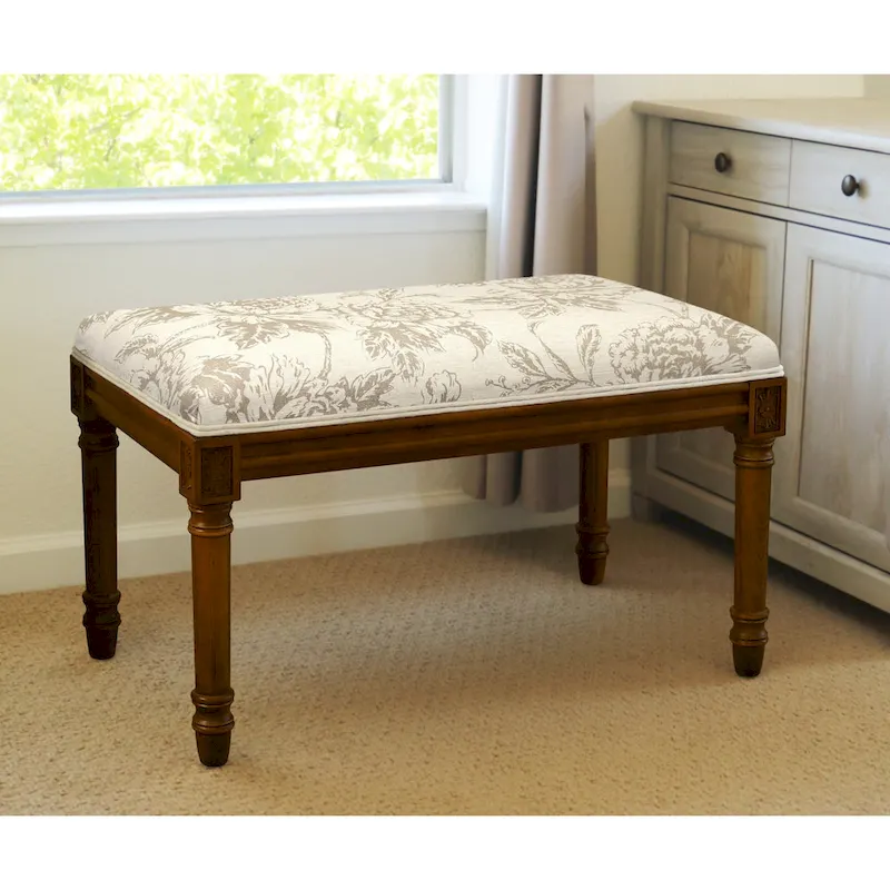 Taupe Bench with Wood Stain Finish