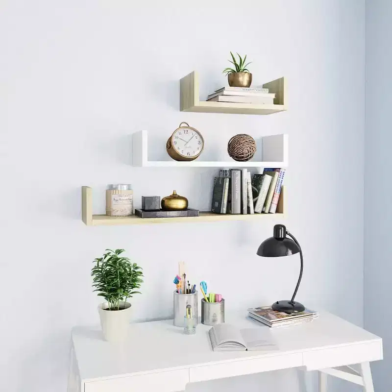 Shelf Black Engineered wood Large Wall-mounted