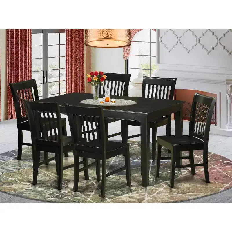 HomeStock Belmont Formal Dining Room Set-Dinette Table And Dinette Chairs, Black