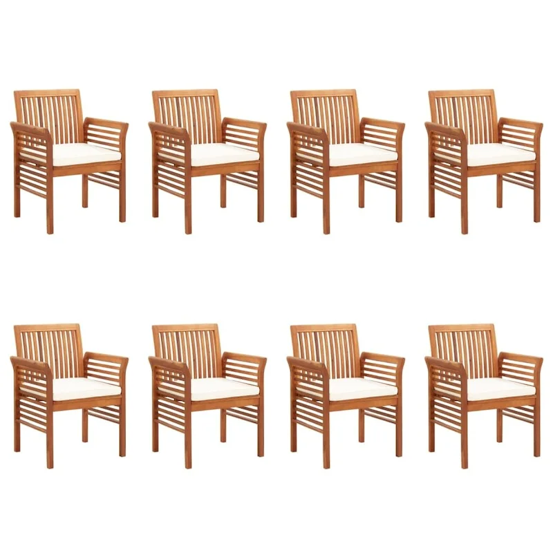 vidaXL Modern Dining Chair Patio Dining Chair with Cushion Solid Wood Acacia