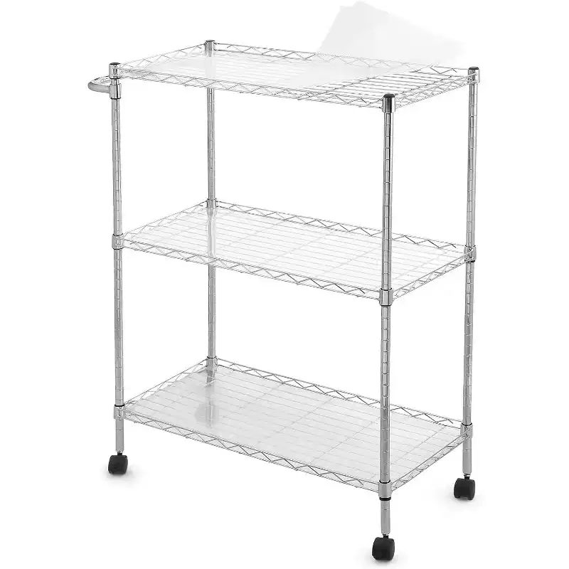 Steel Rolling Kitchen Utility Cart with Adjustable Shelves