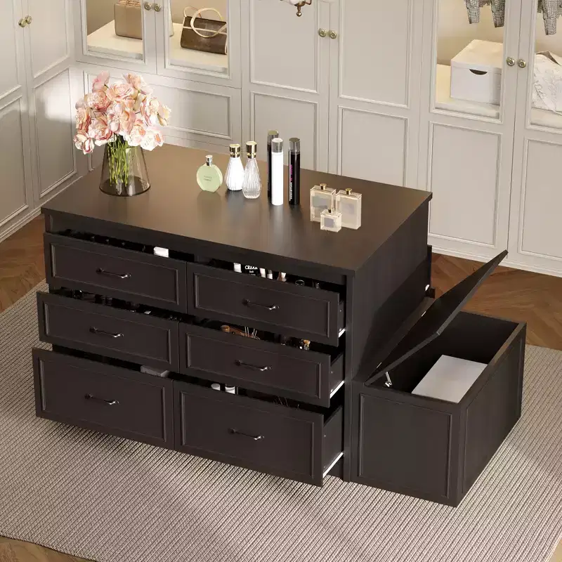 12 Drawer Closet Island Cabinet with Storage Bench