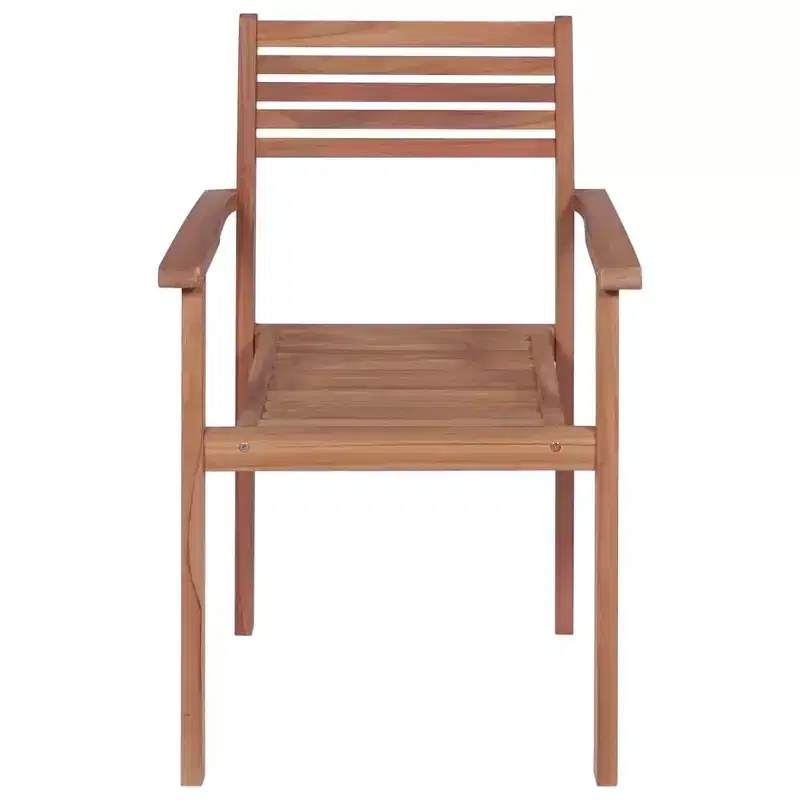 vidaXL Patio Chair Set of 2 Teak Solid Teak Wood Standard Stackable