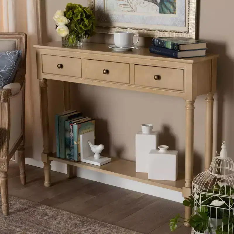3 Drawer Wood Entryway Console Table