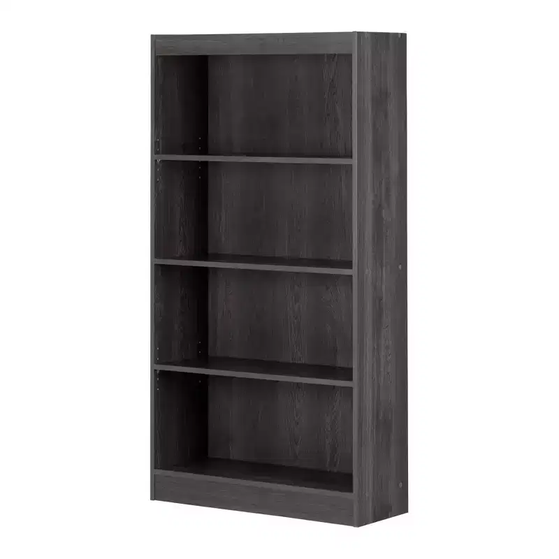 South Shore 56 4 Shelf Decorative Bookshelf: Gray Oak, Vertical Design, Particle Board Frame, 25 lb Shelf Capacity