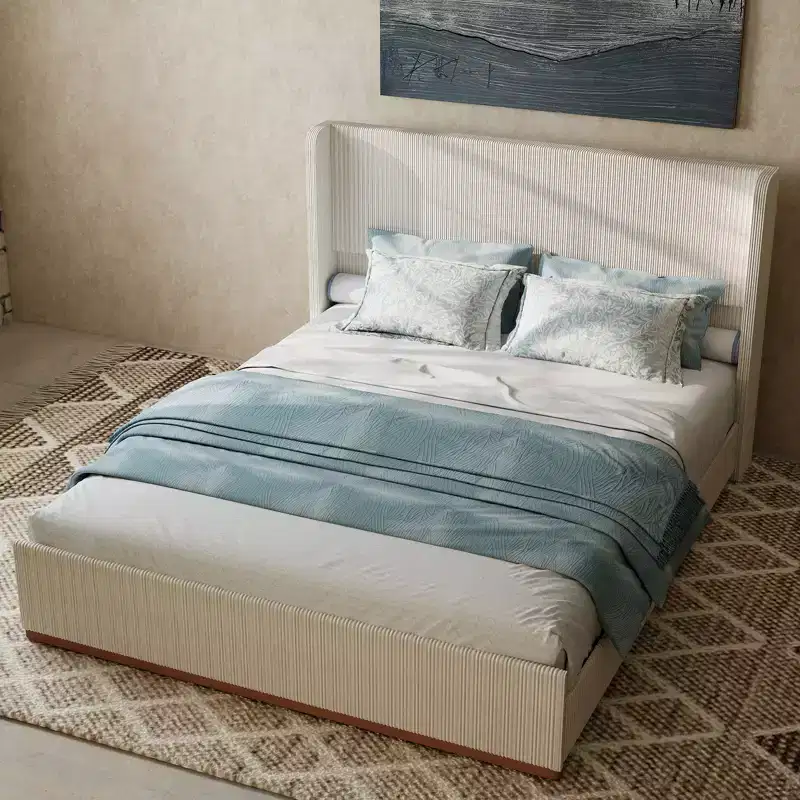GDFStudio Hansen Modern Upholstered Bed Frame with Wingback Headboard