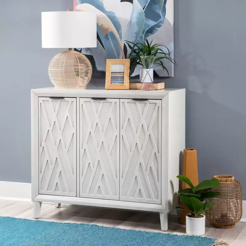 Powell Kilbuck Solid Wood 3 Doors and 2 Adjustable Shelves Accent Cabinet