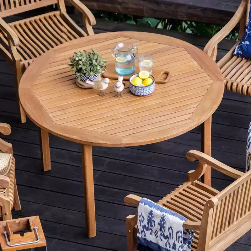Sonoma Lane Rockport 5pc Teak Wood Outdoor Dining Set With Beige Cushions