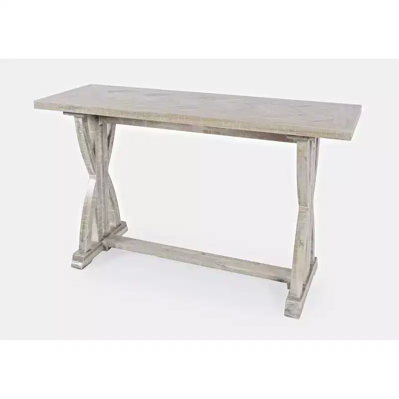 Jofran,Fairview Transitional Herringbone Distressed Acacia Sofa Table- Gray Color