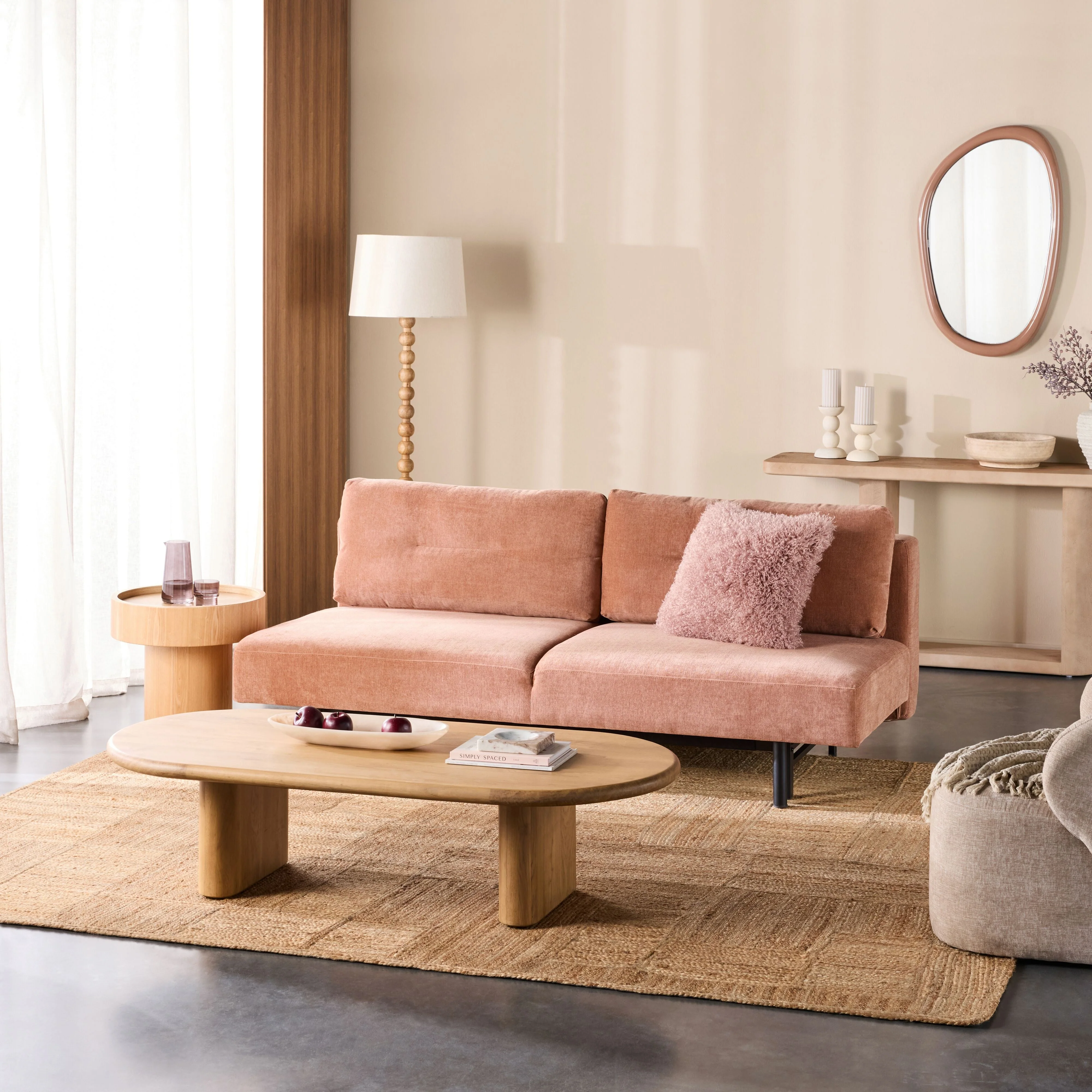 Pull-Out Sofa Bed with Pocket Springs Almond