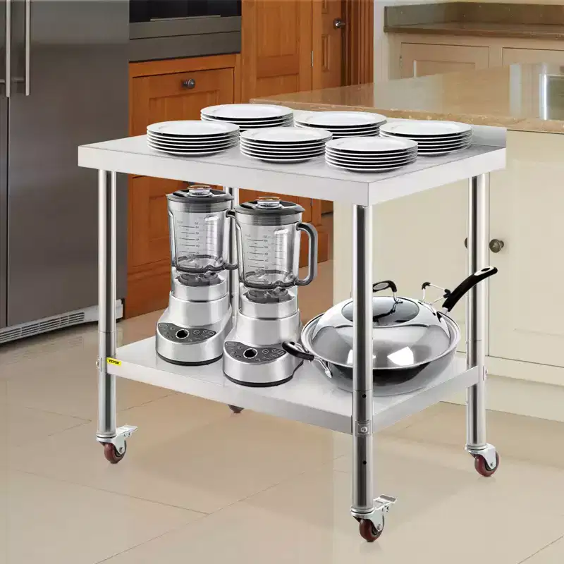 Stainless Steel Prep Table, 30 x 24 x 35 Inch, 440lbs Load Capacity Heavy Duty Metal Worktable, Silver