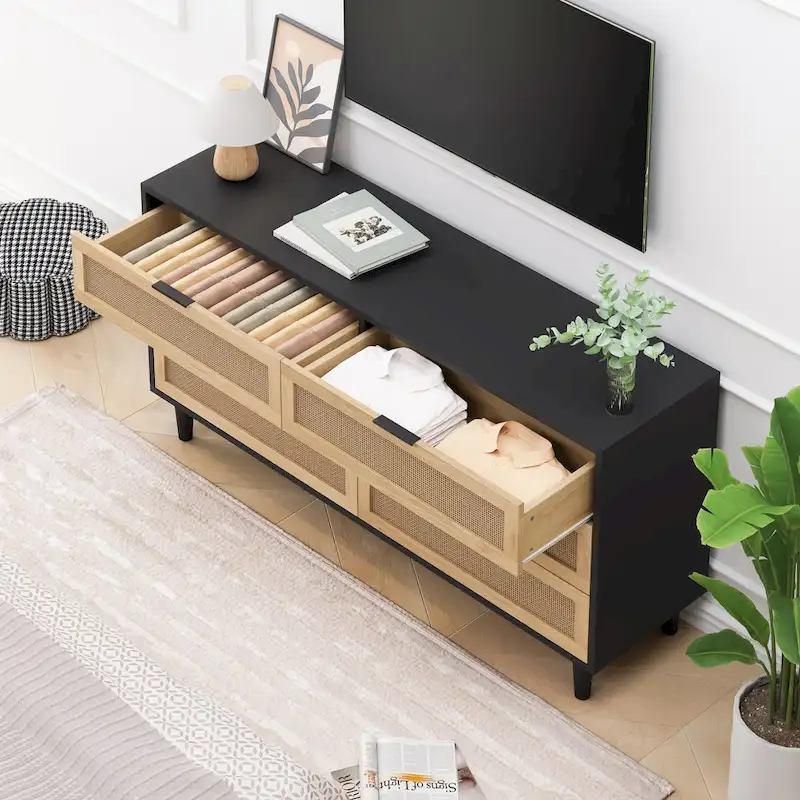 6-Drawers Rattan Storage Cabinet