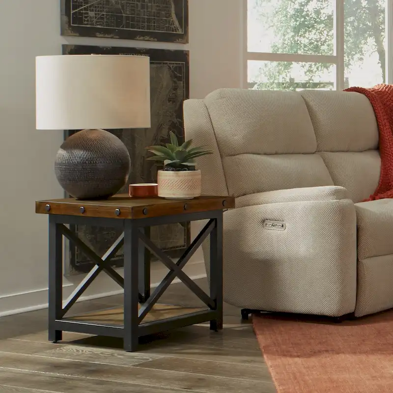 Carpenter Brown Solid Acacia Wood End Table