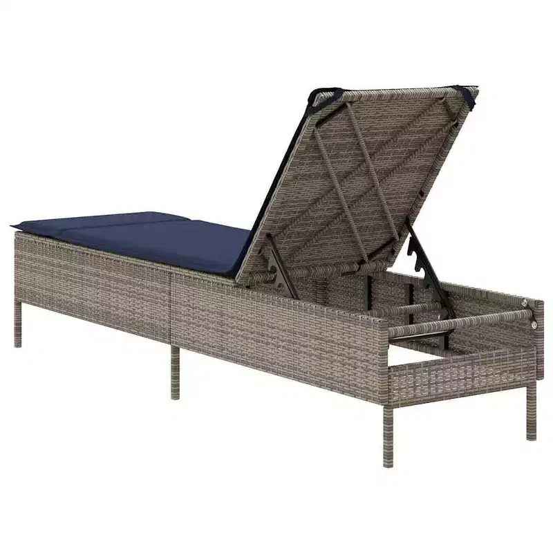 vidaXL Patio Sun Lounger PE rattan Standard Height-Adjustable